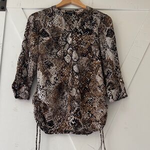 Roz & Ali Brown and Black Snakeskin Blouse